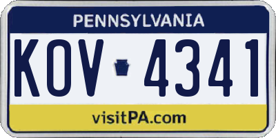 PA license plate KOV4341