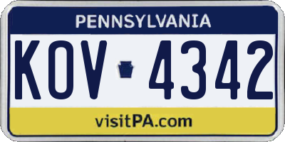 PA license plate KOV4342
