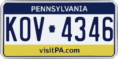 PA license plate KOV4346