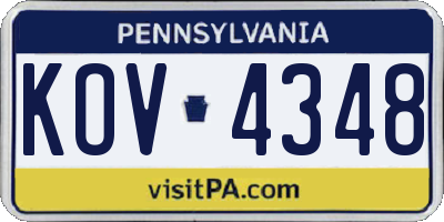 PA license plate KOV4348
