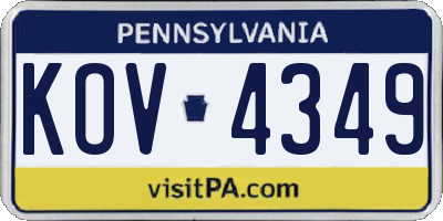 PA license plate KOV4349