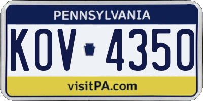PA license plate KOV4350