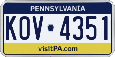 PA license plate KOV4351