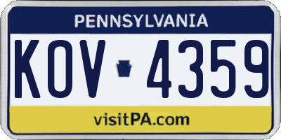 PA license plate KOV4359
