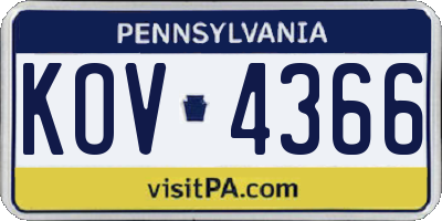 PA license plate KOV4366