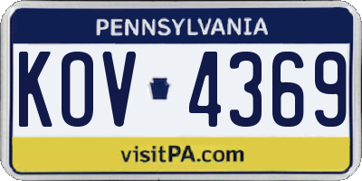 PA license plate KOV4369