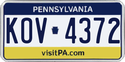 PA license plate KOV4372