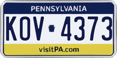 PA license plate KOV4373