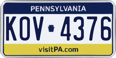 PA license plate KOV4376