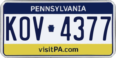 PA license plate KOV4377