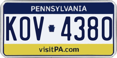 PA license plate KOV4380