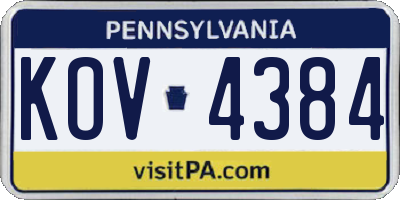 PA license plate KOV4384