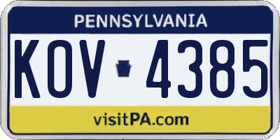PA license plate KOV4385