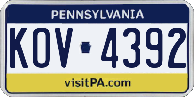 PA license plate KOV4392