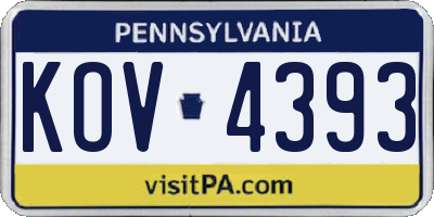 PA license plate KOV4393