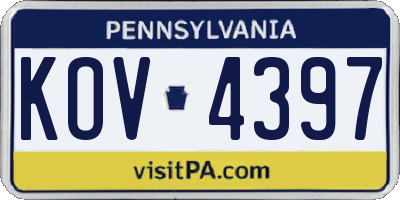 PA license plate KOV4397