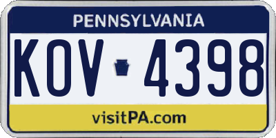 PA license plate KOV4398