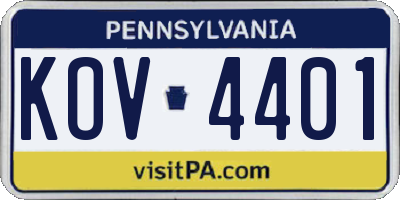 PA license plate KOV4401