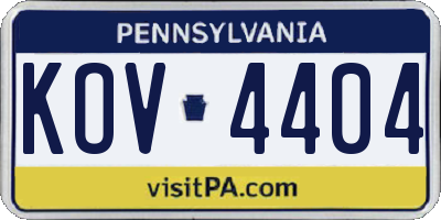 PA license plate KOV4404