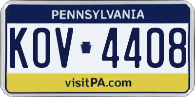 PA license plate KOV4408
