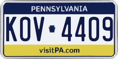 PA license plate KOV4409