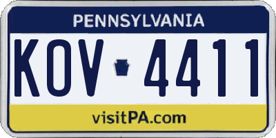 PA license plate KOV4411