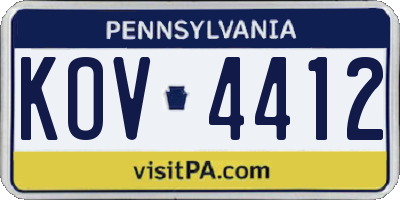 PA license plate KOV4412
