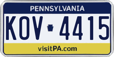 PA license plate KOV4415