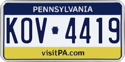 PA license plate KOV4419