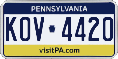 PA license plate KOV4420