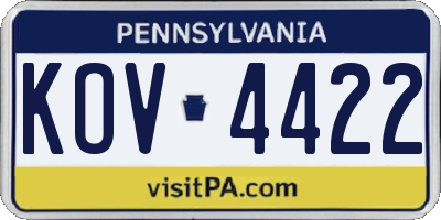 PA license plate KOV4422
