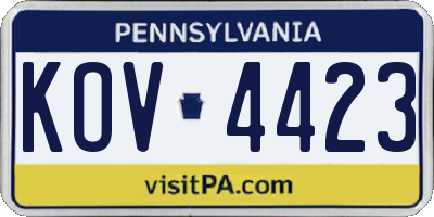 PA license plate KOV4423