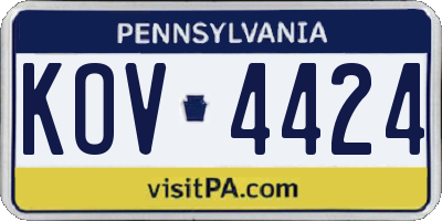PA license plate KOV4424