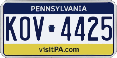 PA license plate KOV4425