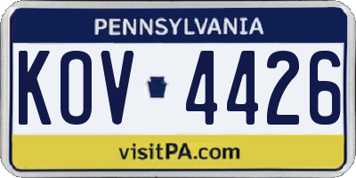 PA license plate KOV4426