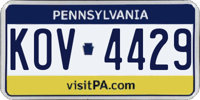 PA license plate KOV4429