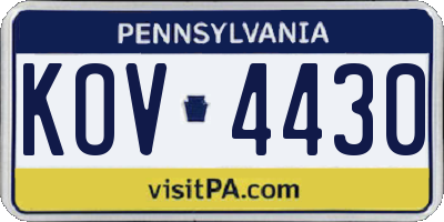 PA license plate KOV4430