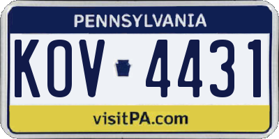 PA license plate KOV4431