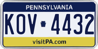 PA license plate KOV4432