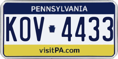 PA license plate KOV4433