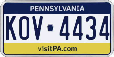 PA license plate KOV4434