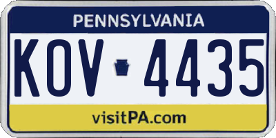 PA license plate KOV4435