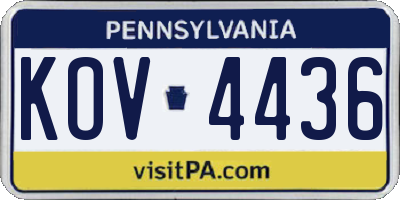 PA license plate KOV4436