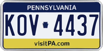 PA license plate KOV4437
