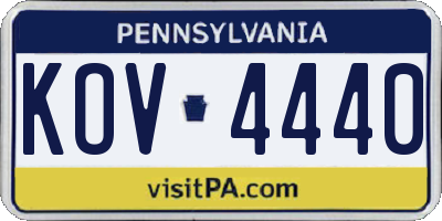 PA license plate KOV4440