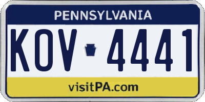 PA license plate KOV4441