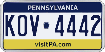 PA license plate KOV4442