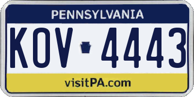 PA license plate KOV4443