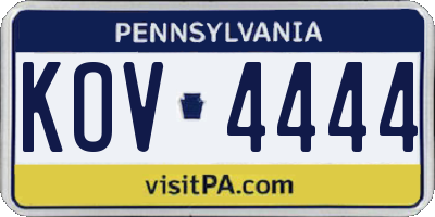 PA license plate KOV4444
