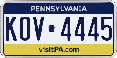 PA license plate KOV4445